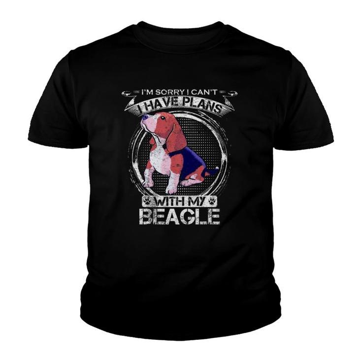 Vintage I'm Sorry I Can't, I Have Plans With My Beagle Funny Youth T-shirt