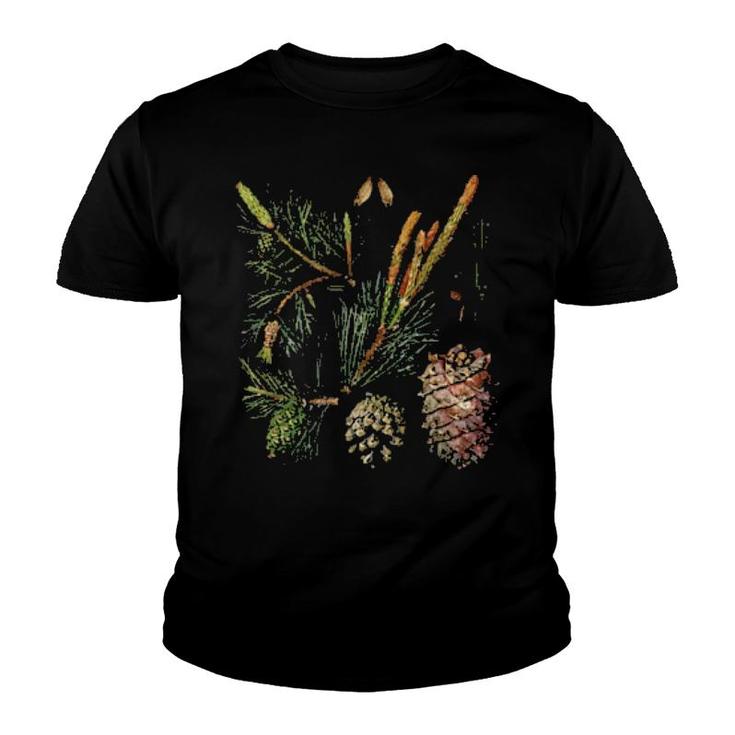 Vintage Inspired Xmas Floral Elements Botanical Chart  Youth T-shirt