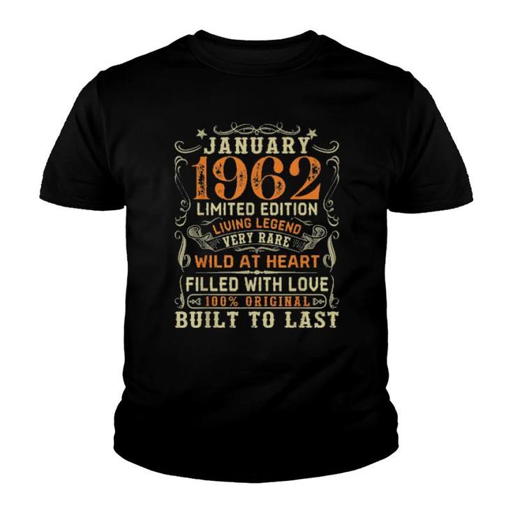 Vintage January 1963 Awesome 59 Years Old 59Th Birthday  Youth T-shirt