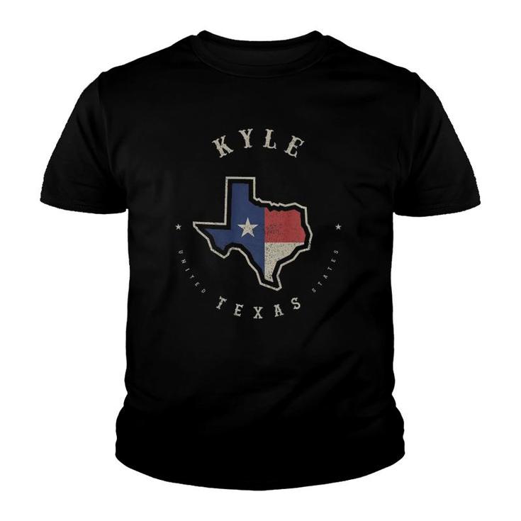 Vintage Kyle Texas State Flag Map Souvenir Gift  Youth T-shirt
