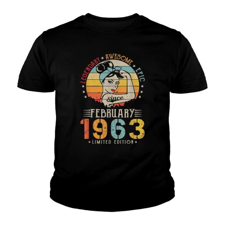 Vintage Legendary Awesome Epic Since February 1963 Birthday  Youth T-shirt