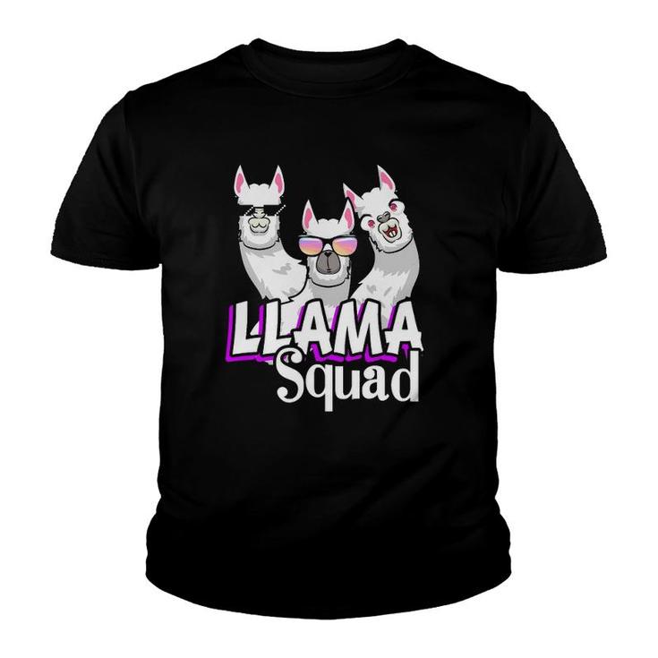 Vintage Llama Squad Retro 80S Style Llama Animal Lover Cute Youth T-shirt