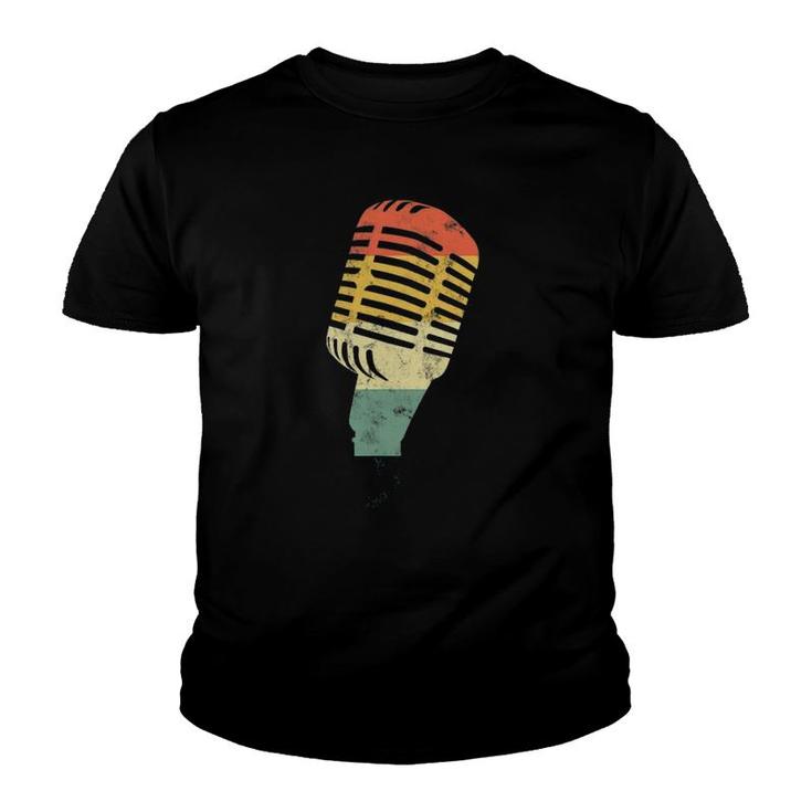 Vintage Mic Gift For Singer Actor Music Student Theatre Nerd Youth T-shirt