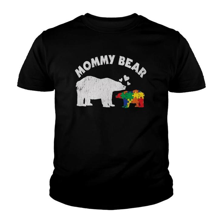 Vintage Mommy Bear Mother Autistic Kids Autism Awareness Mom  Youth T-shirt