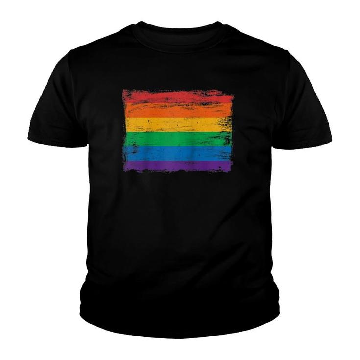 Vintage Painted Rainbow Gay Pride Flag  Raglan Baseball Tee Youth T-shirt