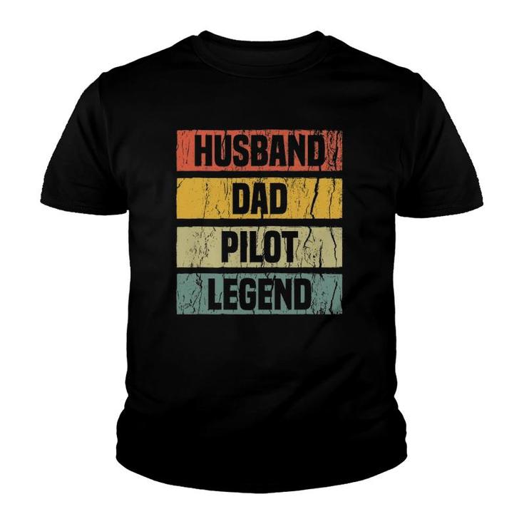 Vintage Pilot Dad Husband Aviation Airplane S For Men Youth T-shirt