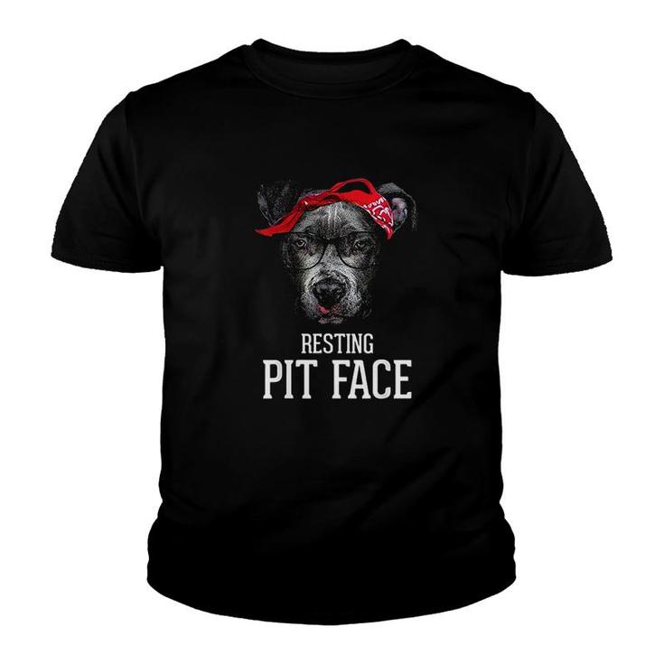 Vintage Pitbull Resting Pit Face  Funny Pitbull Lovers Dog Youth T-shirt
