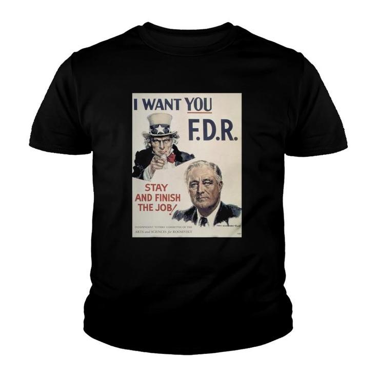 Vintage Poster - I Want You Fdr Retro Youth T-shirt