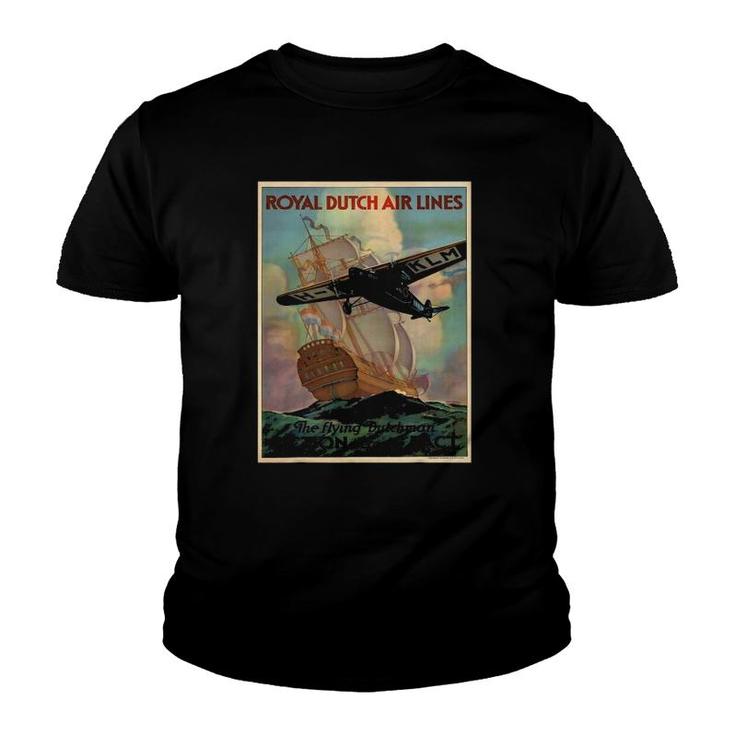 Vintage Poster - Royal Dutch Airlines Retro Youth T-shirt