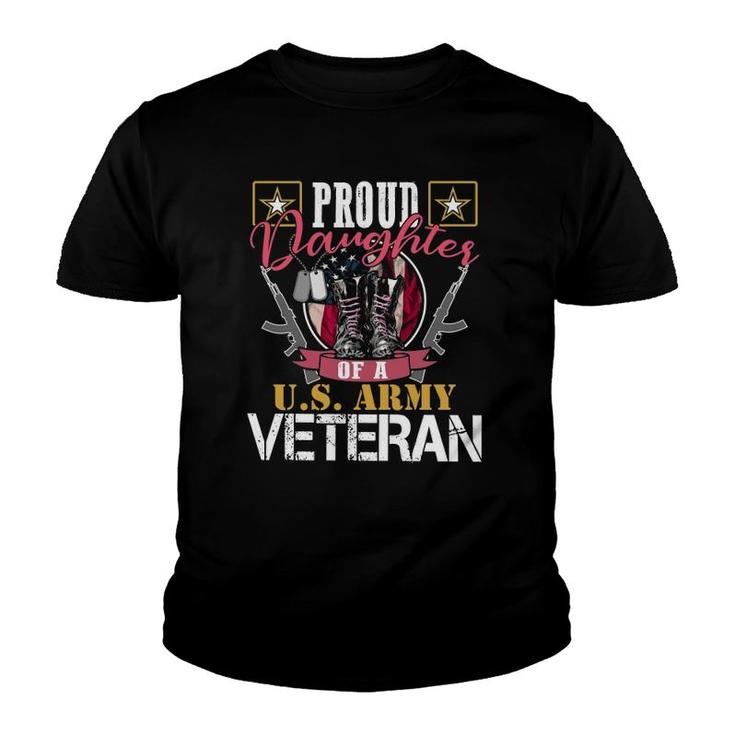 Vintage Proud Daughter Of A US Army Veteran Gift Mom Dad  Youth T-shirt