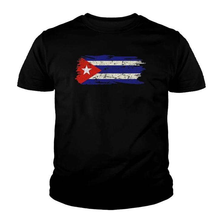 Vintage Proud Patriotic American Cuban Flag And Pride Cuba Youth T-shirt