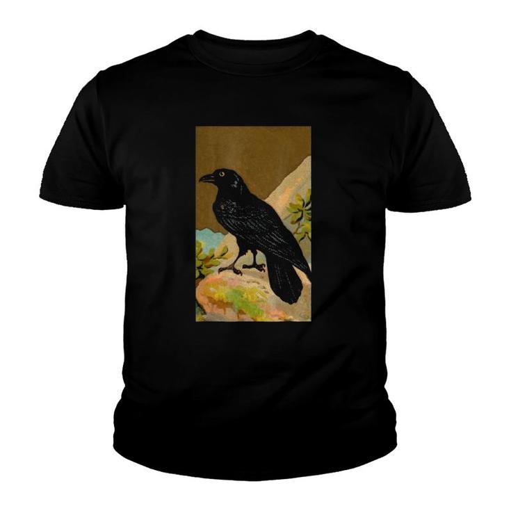 Vintage Raven , Birdwatching Black Bird Youth T-shirt