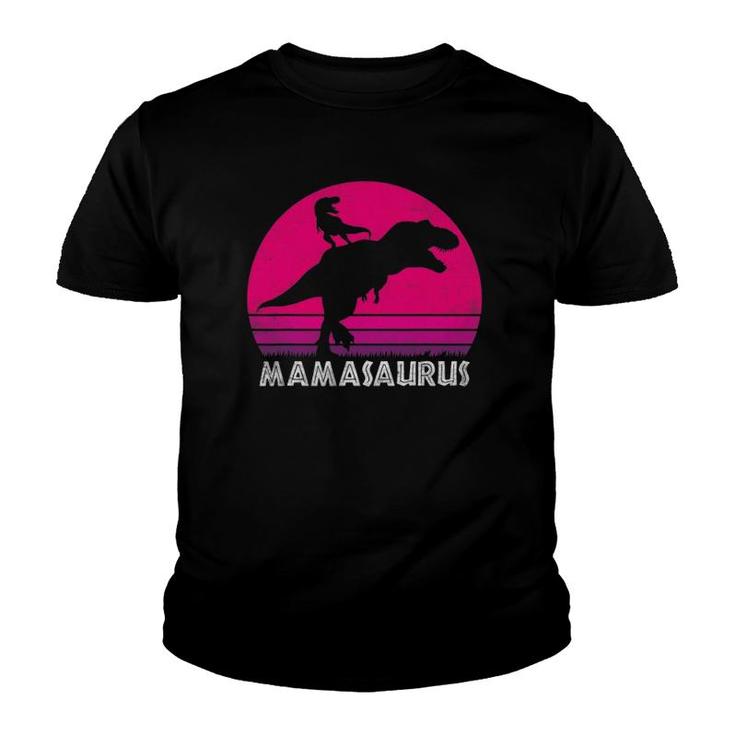 Vintage Retro 1 Kid Mamasaurus Sunset Funny Gift For Mother Youth T-shirt