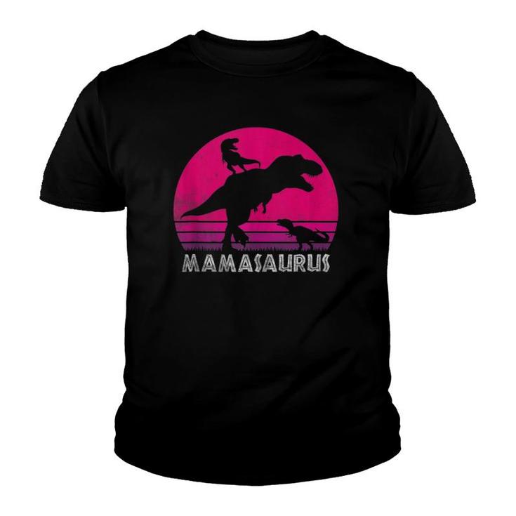 Vintage Retro 2 Kids Mamasaurus Sunset Funny Gift For Mother Youth T-shirt