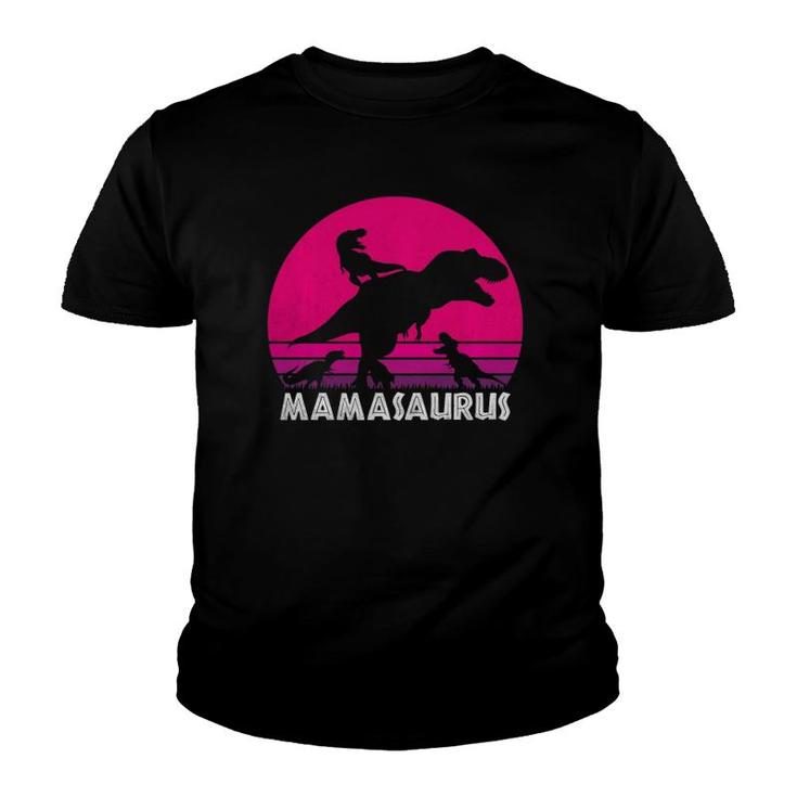 Vintage Retro 3 Kids Mamasaurus Sunset Funny Youth T-shirt