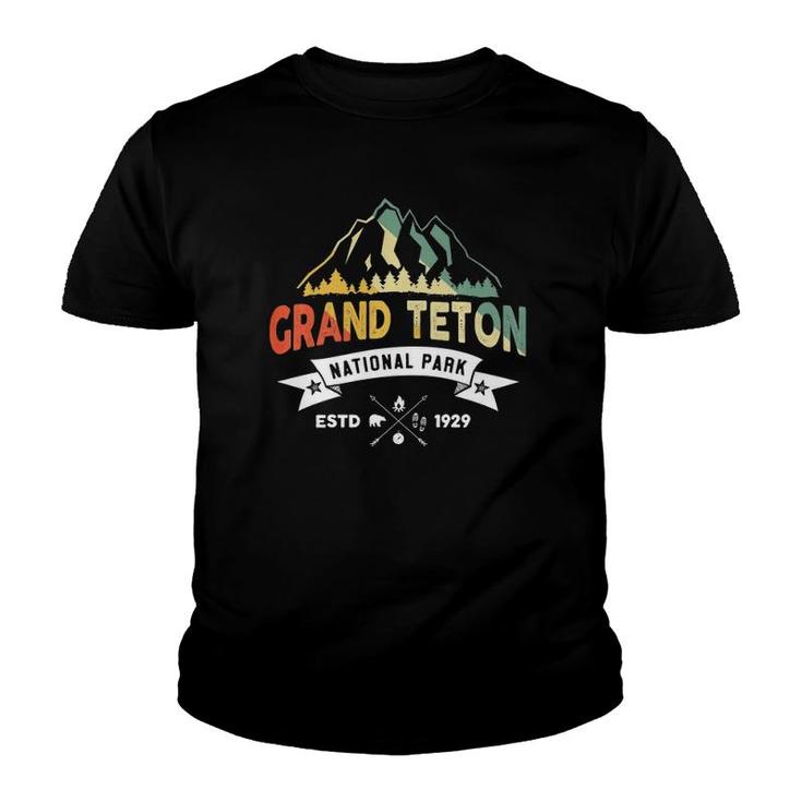 Vintage Retro Grand Teton National Park Souvenir Youth T-shirt