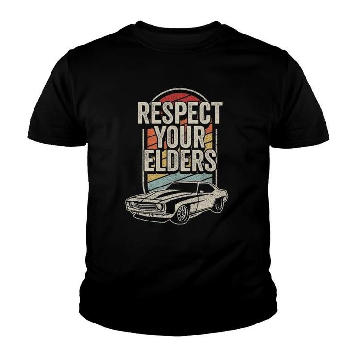 Vintage Retro Respect Your Elders Classic Muscle Car Youth T-shirt