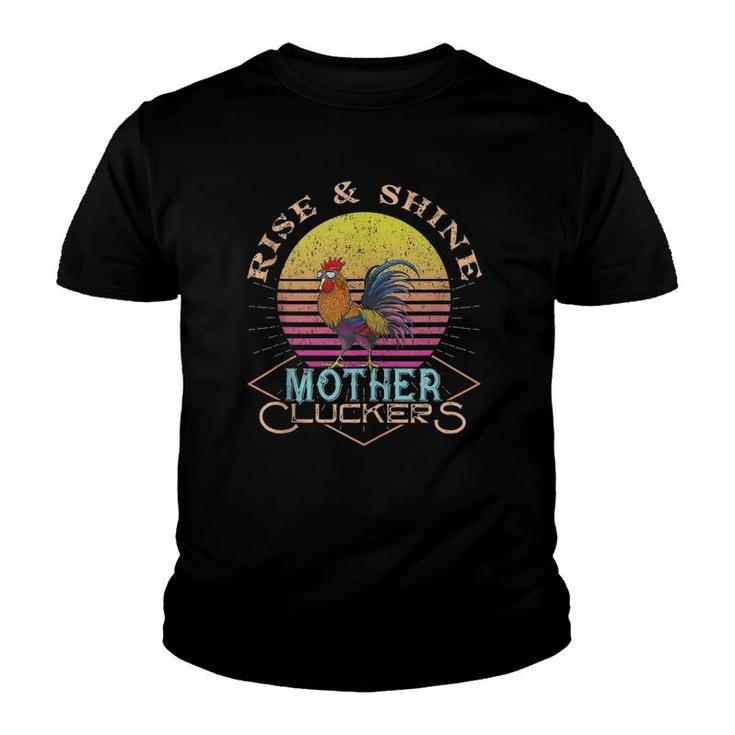 Vintage Retro Rooster Rise & Shine Mother Cluckers Youth T-shirt