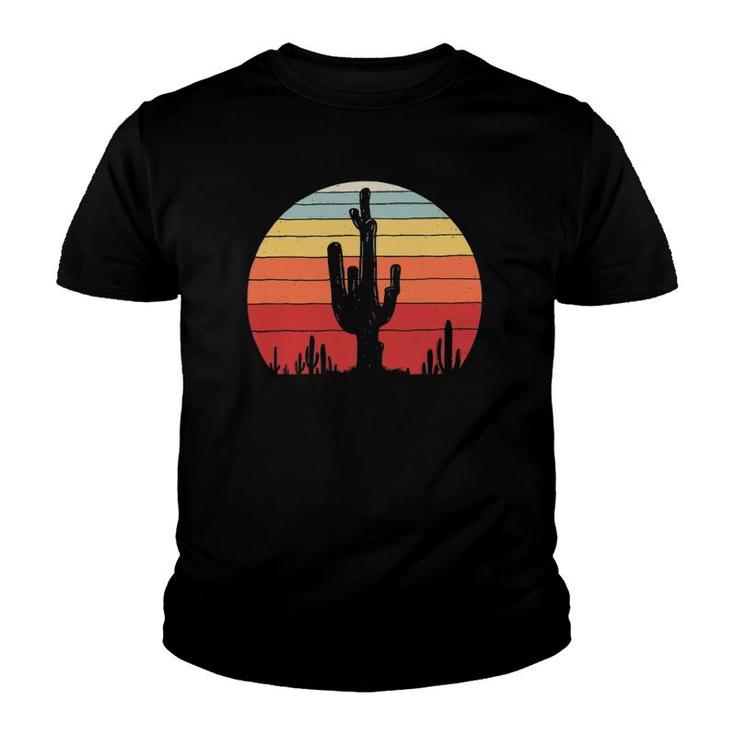 Vintage Retro Saguaro Cactus Sunset Opuntia Cactaceae Youth T-shirt