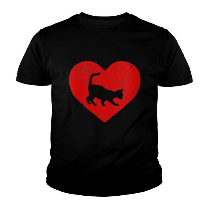 Vintage Siamese Cat Heart Love Valentine's Day  Youth T-shirt