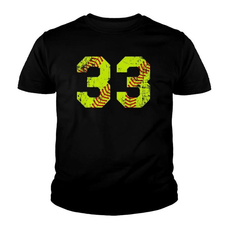 Vintage Softball 33 Jersey Number Youth T-shirt