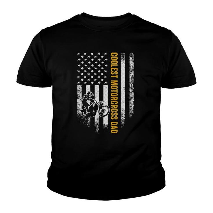 Vintage Usa Flag Coolest Motocross Dad Silhouette Youth T-shirt