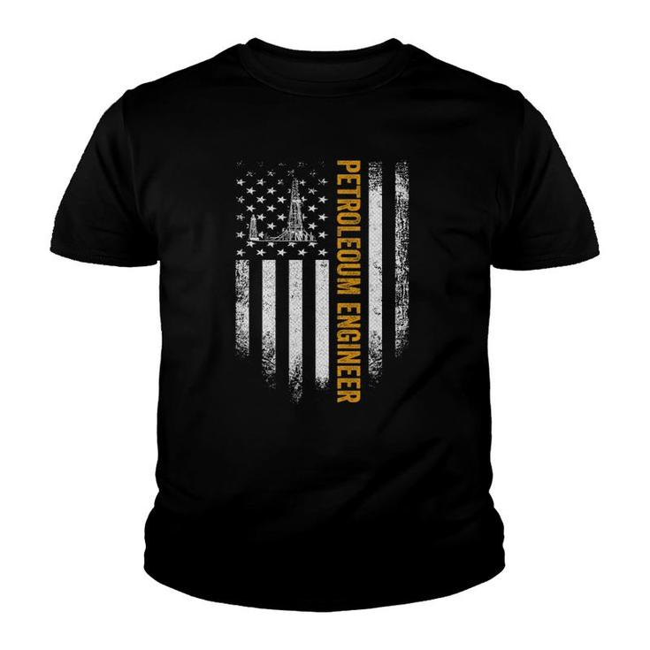 Vintage Usa Petroleum Engineer American Flag Patriotic Gift Youth T-shirt