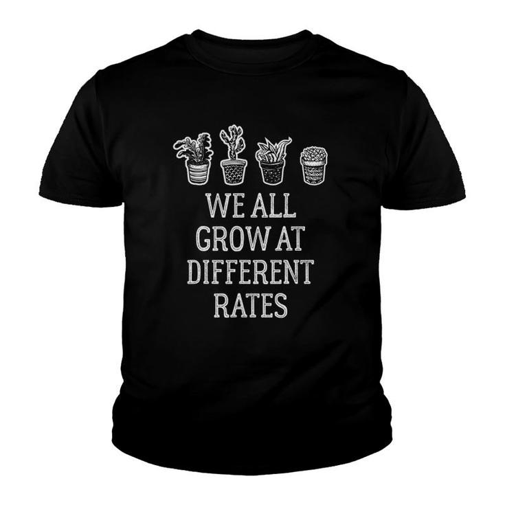 Vintage We All Grow At Different Rates Cactus Teacher Youth T-shirt