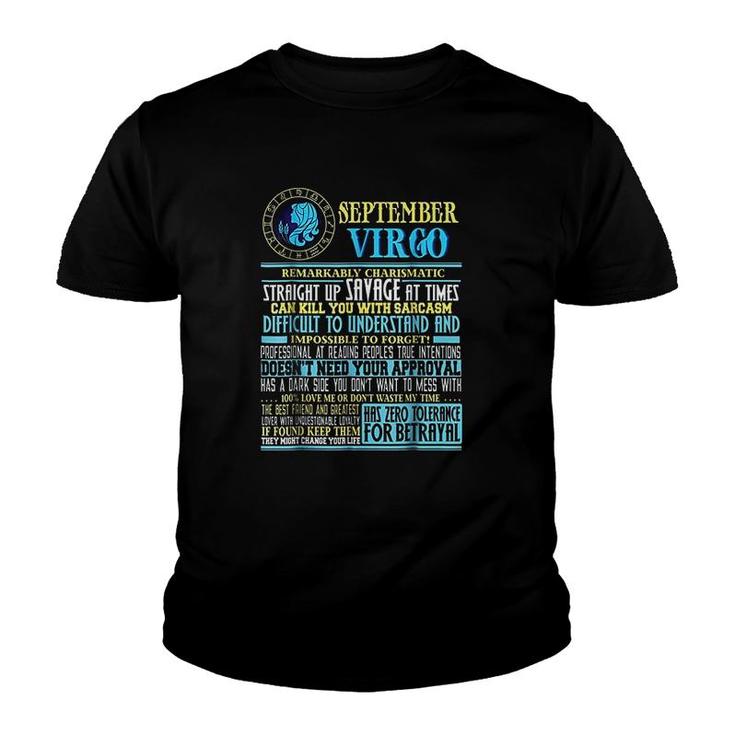 Virgo Facts Funny September Virgo Gift Youth T-shirt