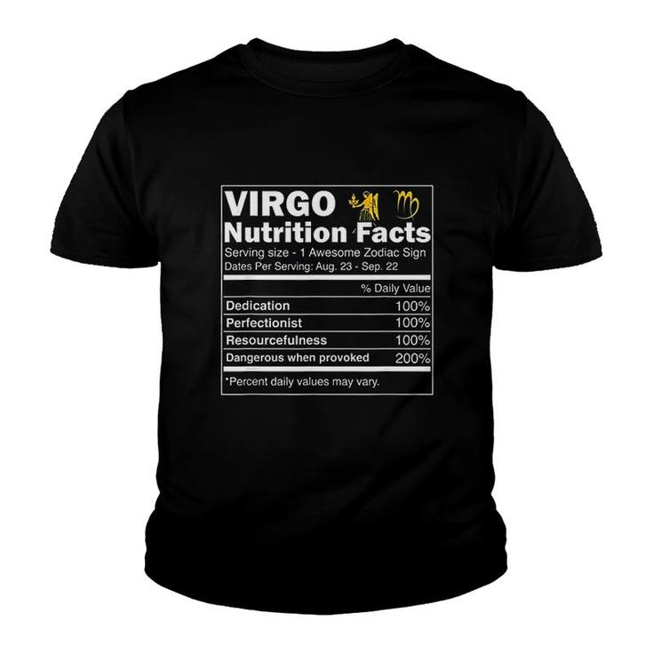Virgo Nutrition Facts Zodiac Sign Horoscope Youth T-shirt