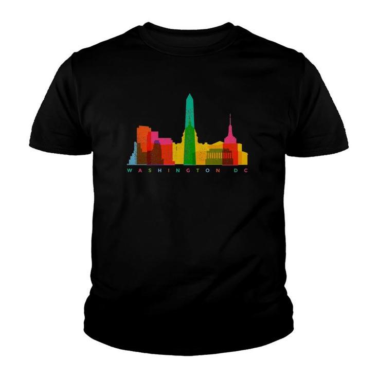 Washington DC Skyline Colorful Vintage Washington DC Youth T-shirt