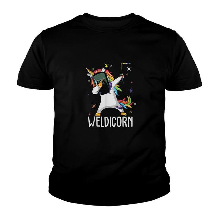 Weldicorn Funny Welder Unicorn Dabbing Youth T-shirt