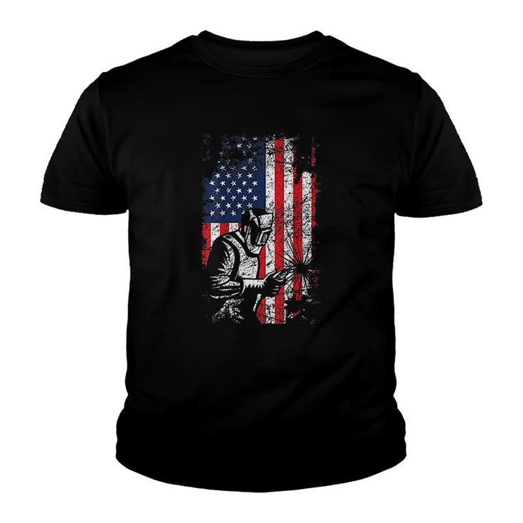 Welding American Flag Welder Youth T-shirt