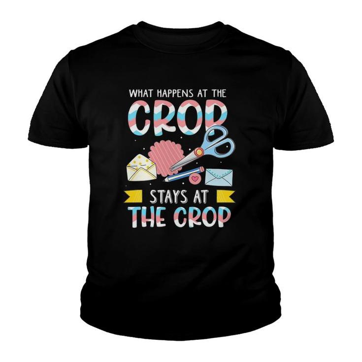 What Happens At The Crop Stays At The Crop Funny Scrapbook Youth T-shirt