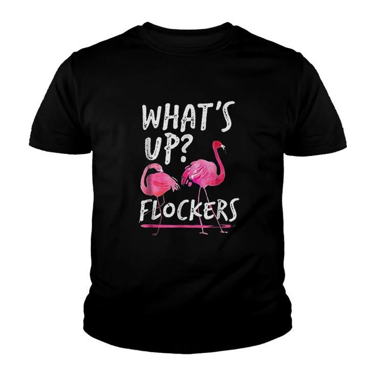 Wha't Up Flockers Funny Flamingo Youth T-shirt