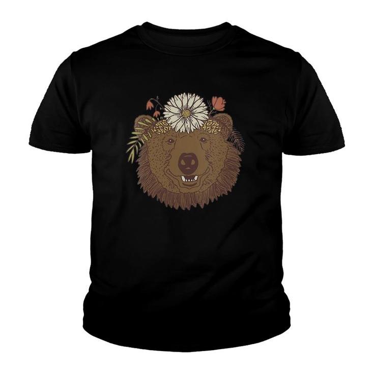 Wildflower Bear Bear Lover Youth T-shirt