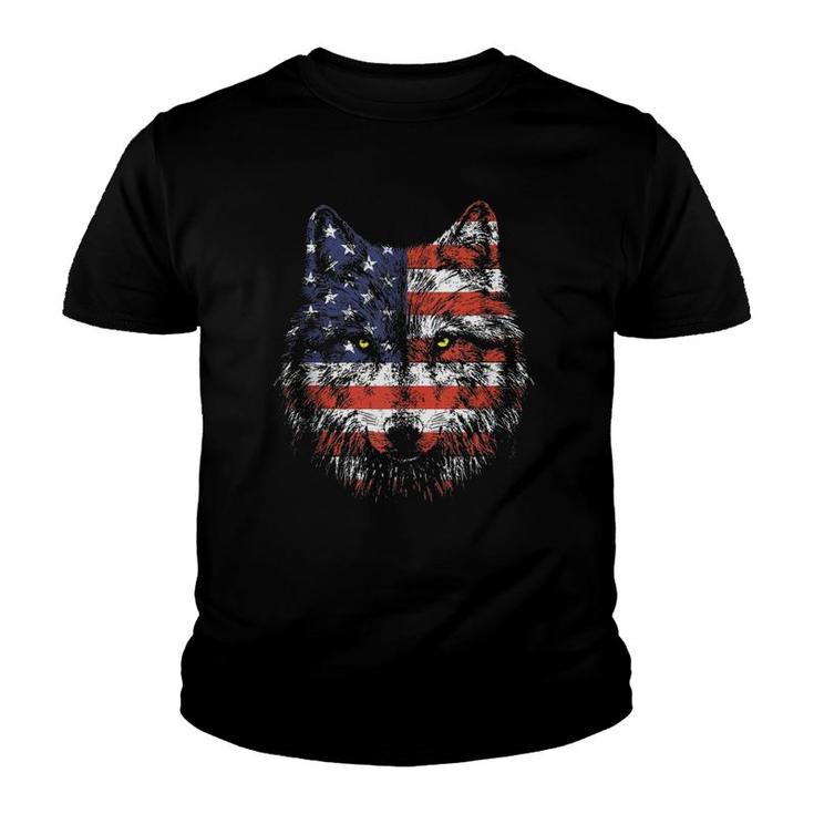 Wolf American Flag July 4Th Tank Top Youth T-shirt