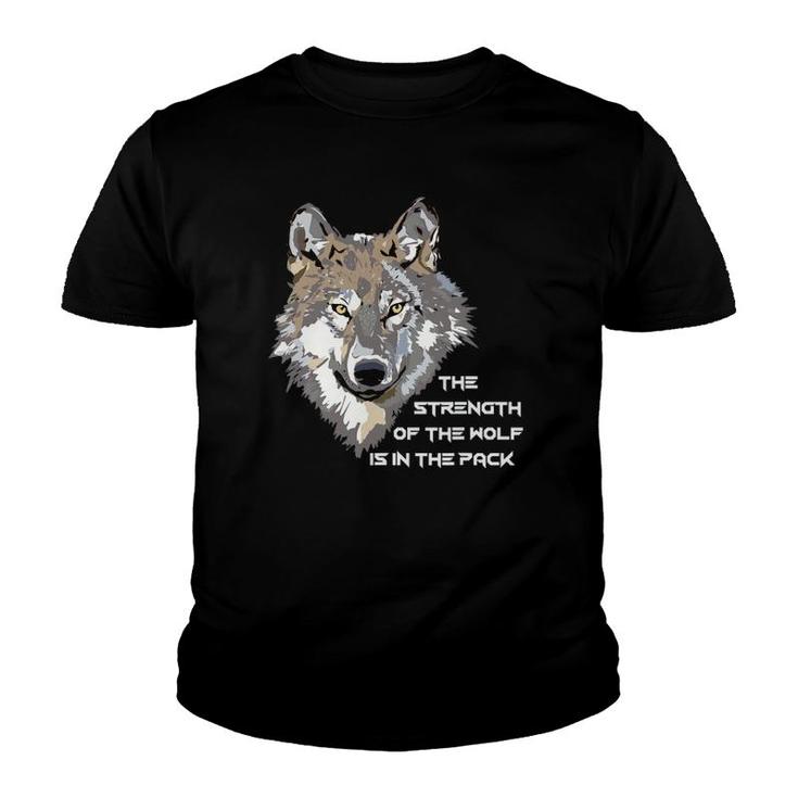 Wolf Face - The Strength Of The Wolf Is In The Pack Youth T-shirt