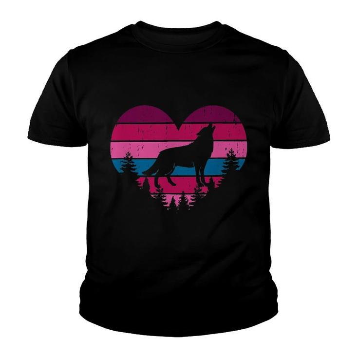 Wolf Howling Heart Youth T-shirt