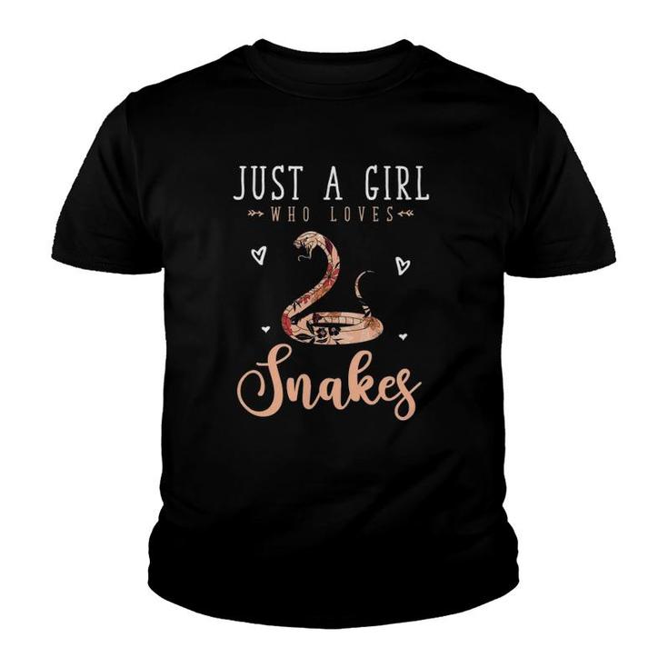 Women Girls Reptile Pet Mom Just A Girl Who Loves Snakes Youth T-shirt