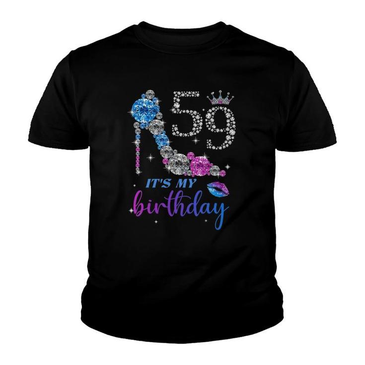 Women It's My 59Th Purple Shoe Crown Happy 59Th Birthday Youth T-shirt