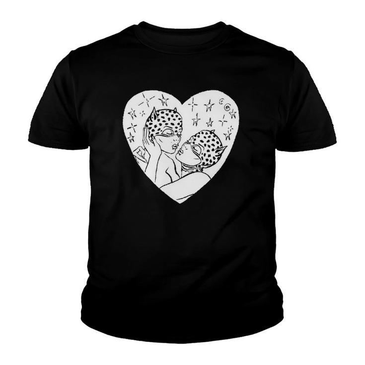 Women Kissing In Heart Shape Youth T-shirt