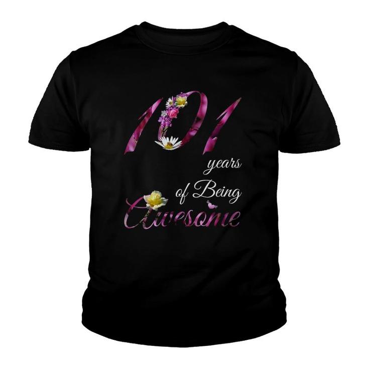 Womens 101 Years Old  Awesome Floral 1921 101St Birthday Gift  Youth T-shirt