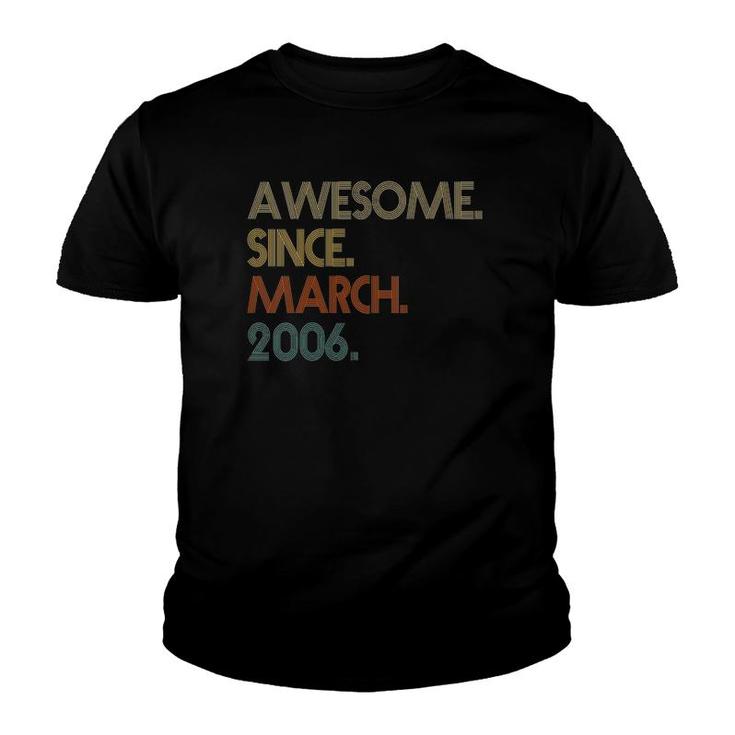 Womens 16Th Birthday Awesome Since March 2006 Vintage V Neck Youth T-shirt