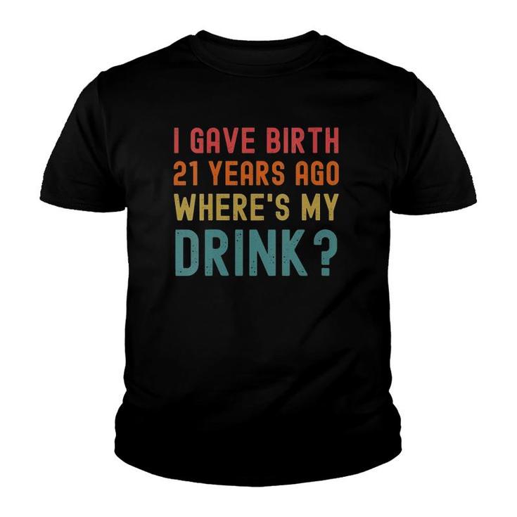 Womens 21St Birthday Party Mom Dad 21 Years Old Child Son Daughter V-Neck Youth T-shirt