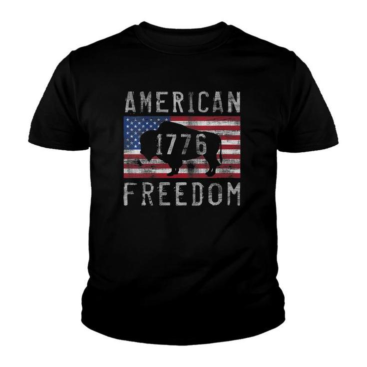 Womens 4Th Of July American Freedom Buffalo 1776 Graphic Youth T-shirt