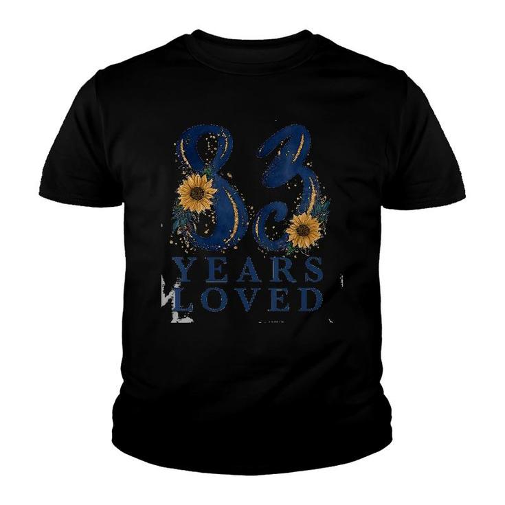 Womens 83 Years Old Grandma 83Rd Birthday Party 83 Years Loved V-Neck Youth T-shirt