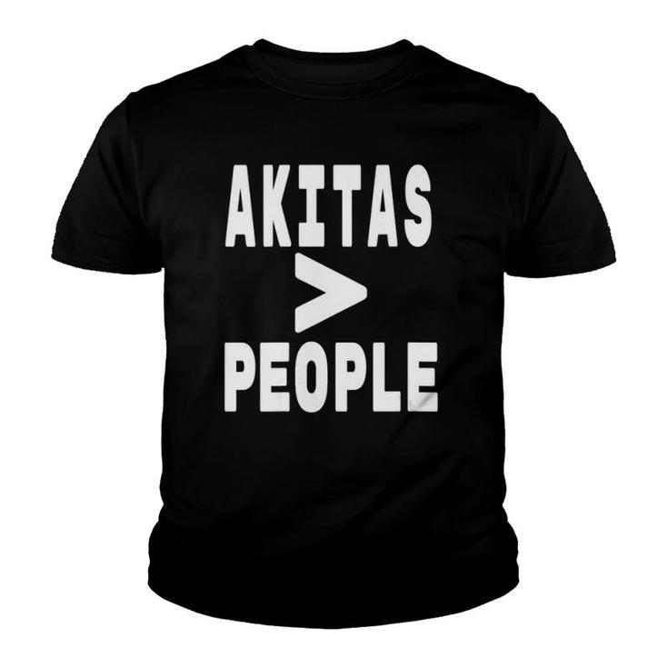 Womens Akitas Greater Than People Dog Owner Mom And Dad V-Neck Youth T-shirt