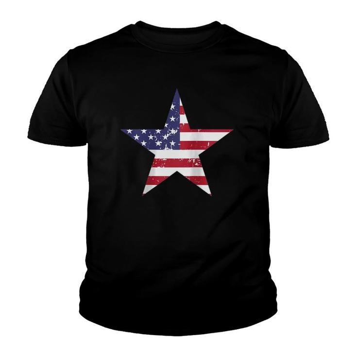 Womens American Flag Star Vintage 4Th Of July Patriotic Gift Raglan Baseball Tee Youth T-shirt