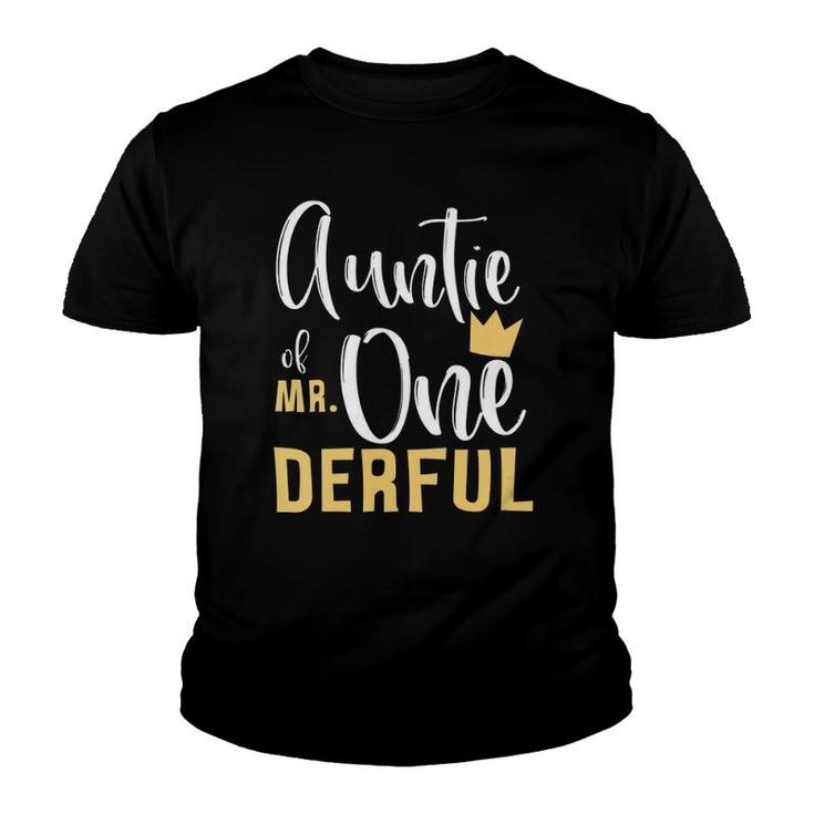 Womens Auntie Of Mr Onederful 1St Birthday First One-Derful Theme  Youth T-shirt